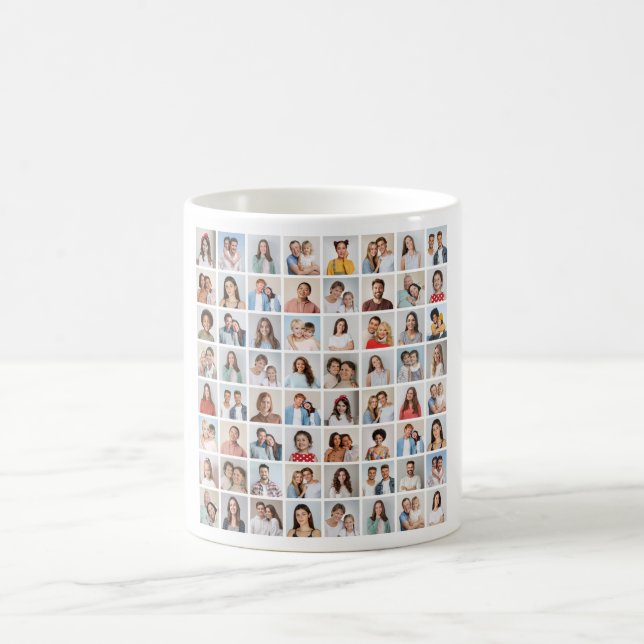 Create Your Own 64 Photo Collage Coffee Mug (Center)