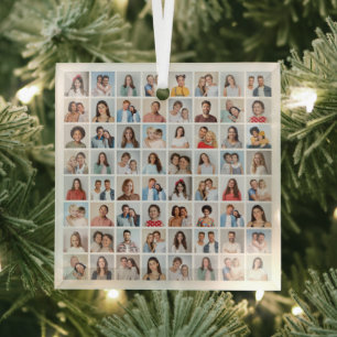 Create Your Own 64 Photo Collage Glass Tree Decoration