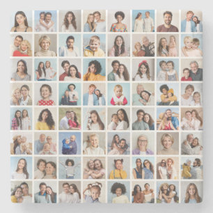Create Your Own 64 Photo Collage Stone Coaster