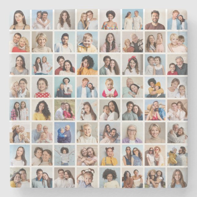 Create Your Own 64 Photo Collage Stone Coaster (Front)