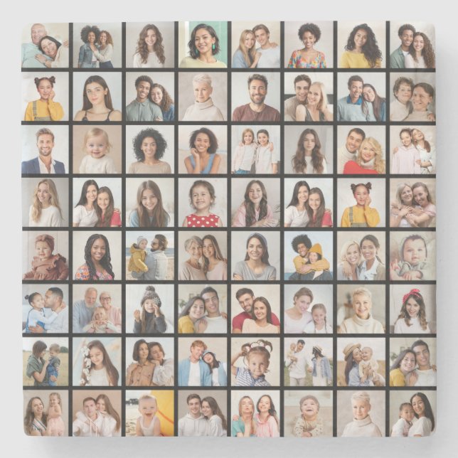 Create Your Own 64 Photo Collage Stone Coaster (Front)