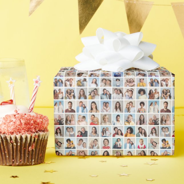 Create Your Own 64 Photo Collage Wrapping Paper (Birthday Party)