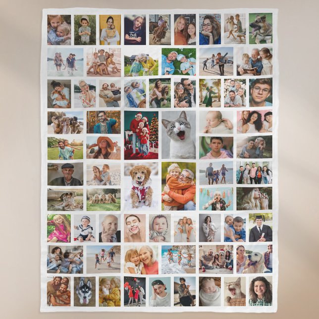 Create Your Own 68 Photo Collage White Fleece Blanket (Creator Uploaded)