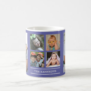 Create Your Own 6 Family Photo Collage Periwinkle Coffee Mug