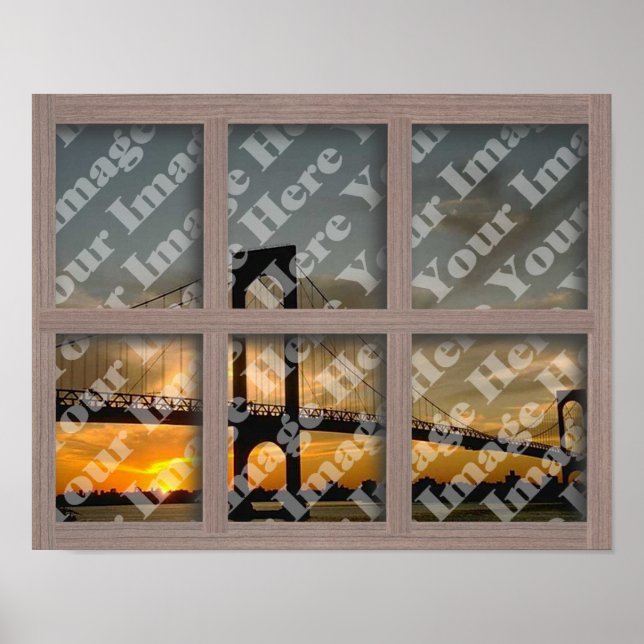 Create Your Own 6 Pane Bleached Brown Window Frame Poster (Front)
