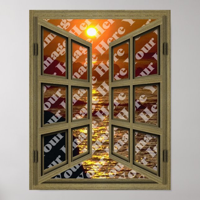 Create Your Own 6 Pane Brown Open Window Poster (Front)