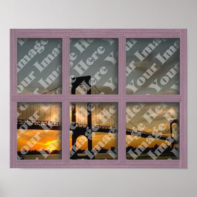 Create Your Own 6 Pane Pink Wood Window Frame Poster (Front)