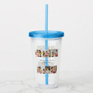 Create Your Own 6 Photo Collage Add Your Greeting Acrylic Tumbler
