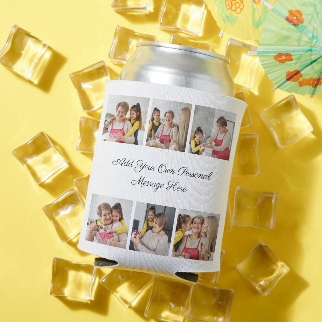 Create Your Own 6 Photo Collage Add Your Greeting Can Cooler (In Situ Summer)