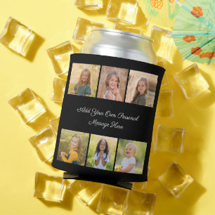 Create Your Own 6 Photo Collage Add Your Greeting Can Cooler