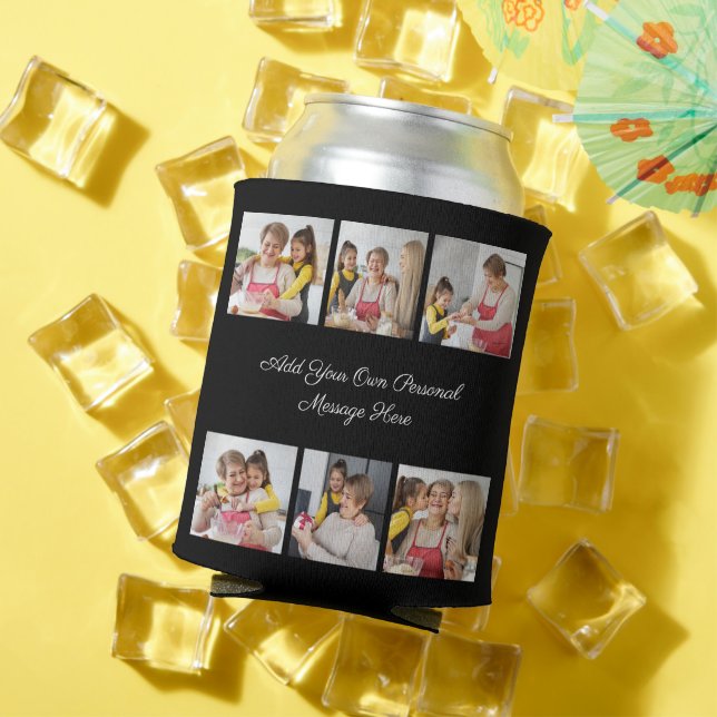 Create Your Own 6 Photo Collage Add Your Greeting Can Cooler (In Situ Summer)