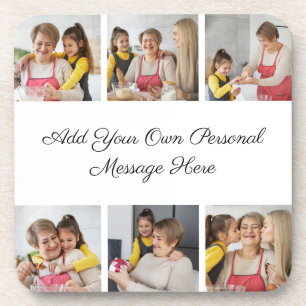 Create Your Own 6 Photo Collage Add Your Greeting Coaster