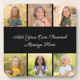 Create Your Own 6 Photo Collage Add Your Greeting Coaster