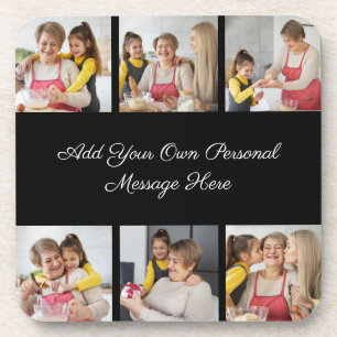 Create Your Own 6 Photo Collage Add Your Greeting Coaster