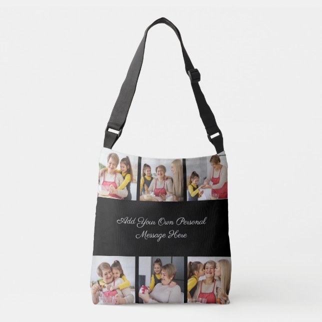 Create Your Own 6 Photo Collage Add Your Greeting Crossbody Bag (Front)