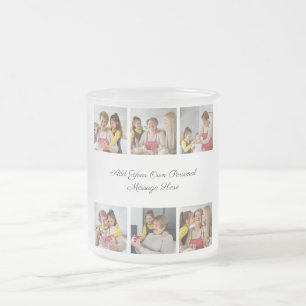 Create Your Own 6 Photo Collage Add Your Greeting Frosted Glass Coffee Mug