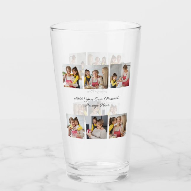 Create Your Own 6 Photo Collage Add Your Greeting Glass (Front)