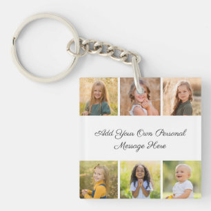 Create Your Own 6 Photo Collage Add Your Greeting Key Ring