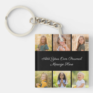 Create Your Own 6 Photo Collage Add Your Greeting Key Ring