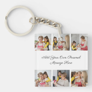 Create Your Own 6 Photo Collage Add Your Greeting Key Ring