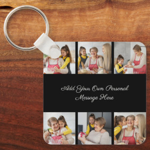 Create Your Own 6 Photo Collage Add Your Greeting Key Ring