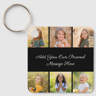 Create Your Own 6 Photo Collage Add Your Greeting Key Ring