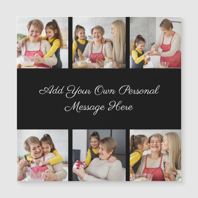 Create Your Own 6 Photo Collage Add Your Greeting Magnetic Invitation (Front)