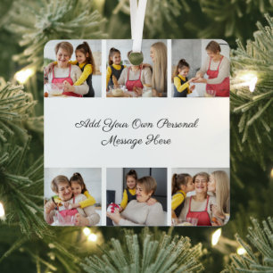 Create Your Own 6 Photo Collage Add Your Greeting Metal Tree Decoration