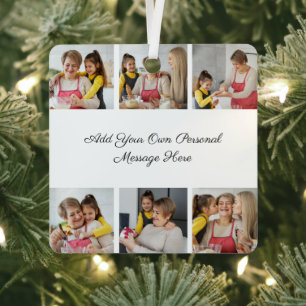 Create Your Own 6 Photo Collage Add Your Greeting Metal Tree Decoration
