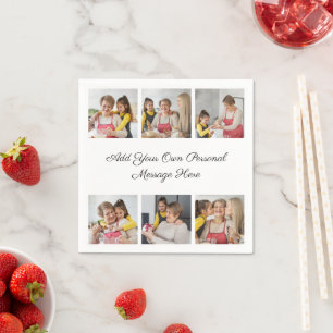 Create Your Own 6 Photo Collage Add Your Greeting Napkin