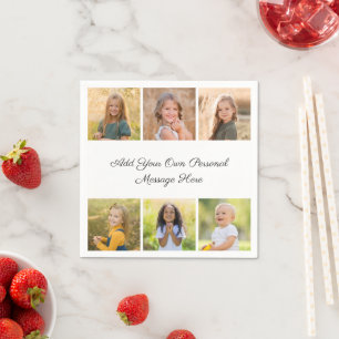 Create Your Own 6 Photo Collage Add Your Greeting Napkin