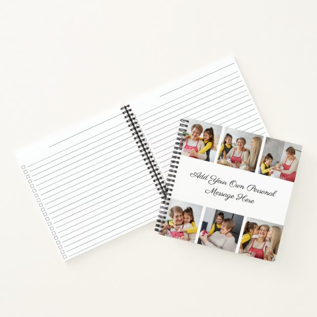 Create Your Own 6 Photo Collage Add Your Greeting Notebook (Inside)