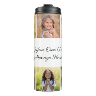 Create Your Own 6 Photo Collage Add Your Greeting Thermal Tumbler