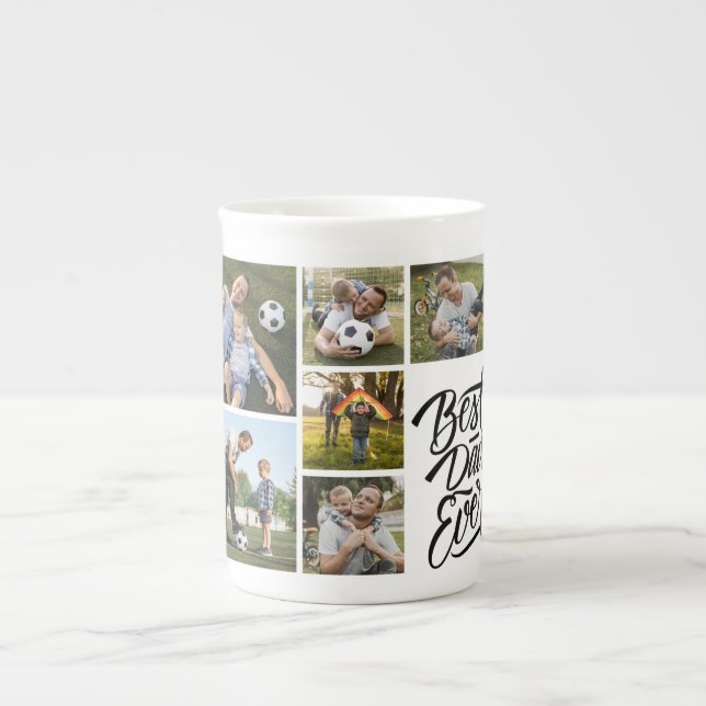 Create Your Own 6 Photo Collage Best Dad Ever Bone China Mug (Front)