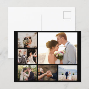 Create Your Own 6 Photo Collage Black Holiday Postcard
