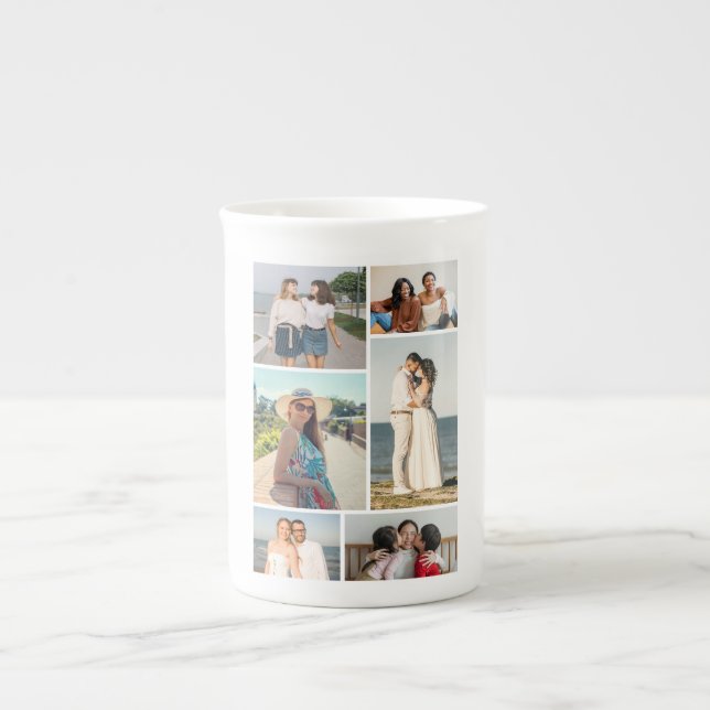 Create Your Own 6 Photo Collage Bone China Mug (Front)