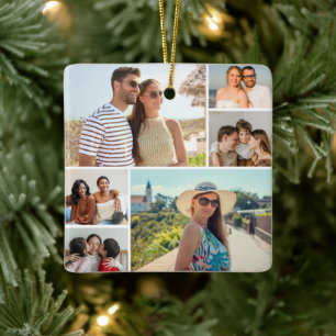 Create Your Own 6 Photo Collage Ceramic Ornament