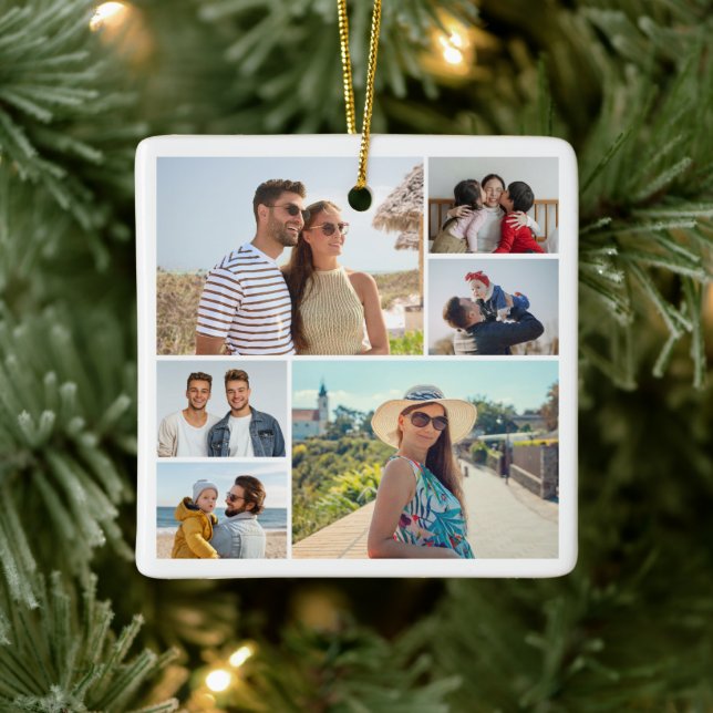 Create Your Own 6 Photo Collage Ceramic Ornament (Tree)
