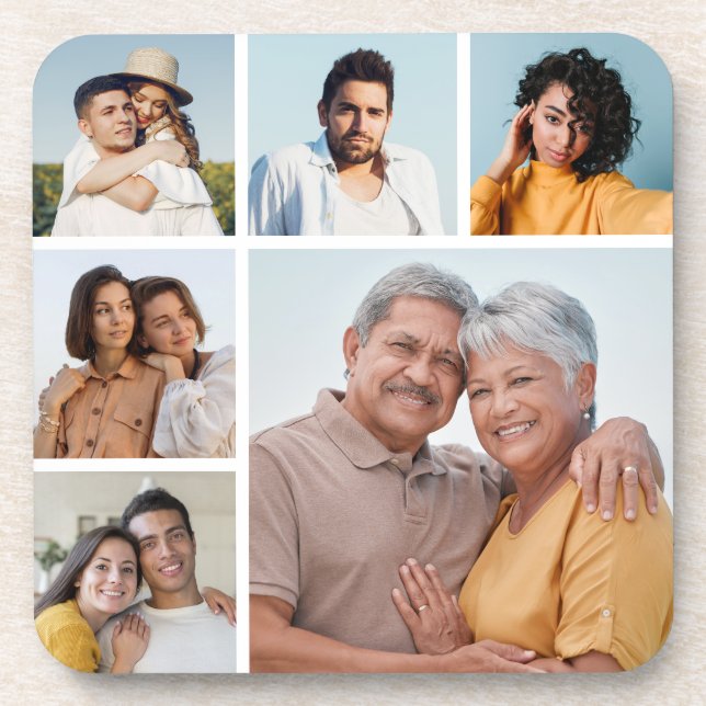 Create Your Own 6 Photo Collage  Coaster (Front)