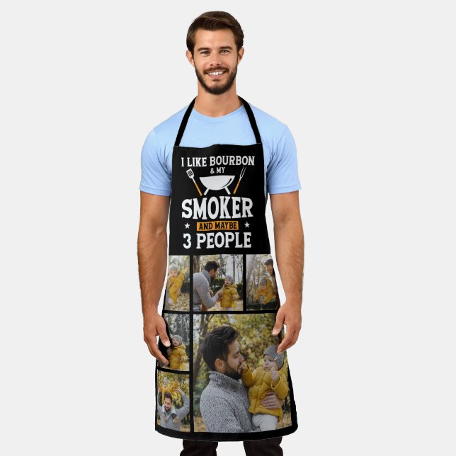 Create Your Own 6 Photo Collage Dad BBQ Apron (Worn)