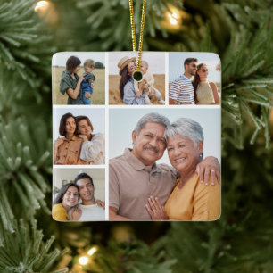 Create Your Own 6 Photo Collage Editable Colour Ceramic Ornament