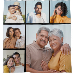 Create Your Own 6 Photo Collage Editable Colour Shower Curtain