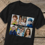 Create Your Own 6 Photo Collage Family Name Black T-Shirt<br><div class="desc">Customise your very own family keepsake with our Create Your Own 6 Photo Collage Family Name tshirt. This unique design allows you to showcase your favourite family photos on a comfortable and stylish shirt. Perfect for family vacations, reunions, or just everyday wear, this custom photo gift is sure to be...</div>