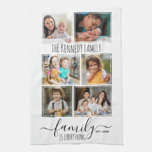 Create Your Own 6 Photo Collage Family Quote Name Tea Towel