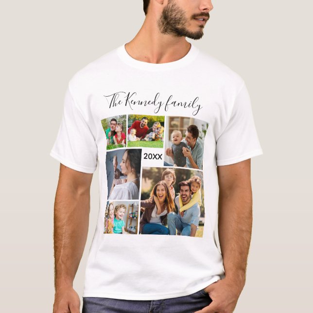 Create Your Own 6 Photo Collage Family Vacation  T-Shirt (Front)