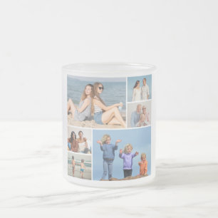 Create Your Own 6 Photo Collage Frosted Glass Coffee Mug