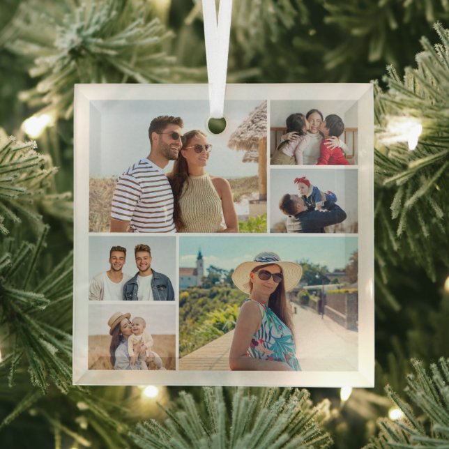 Create Your Own 6 Photo Collage Glass Tree Decoration (Insitu)