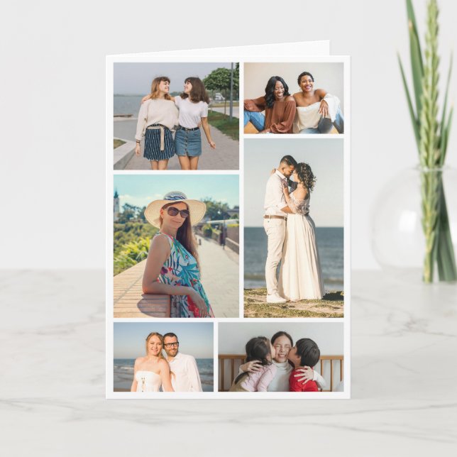 Create Your Own 6 Photo Collage Greeting Card (Front)