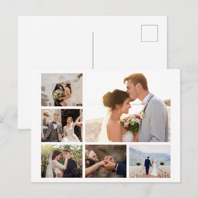 Create Your Own 6 Photo Collage Holiday Postcard (Front/Back)