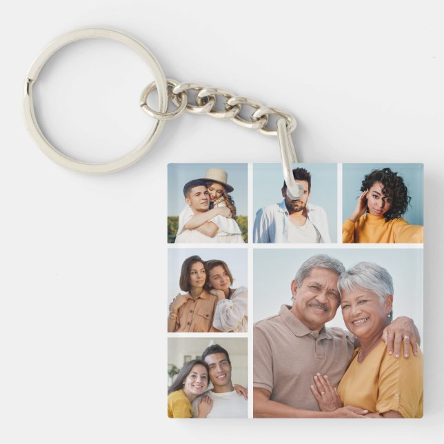 Create Your Own 6 Photo Collage  Key Ring (Front)